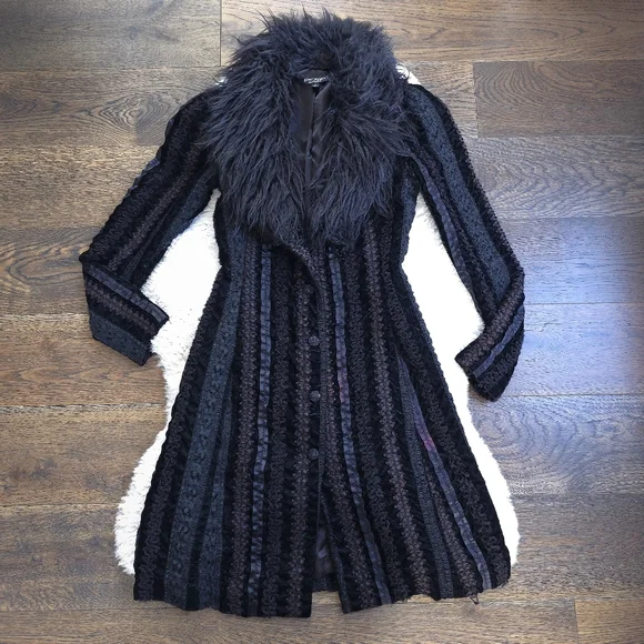 Vintage Betsey Johnson Penny Lane 90s Y2K Lace Velvet Puff Sleeve Duster Coat - Picture 1 of 12